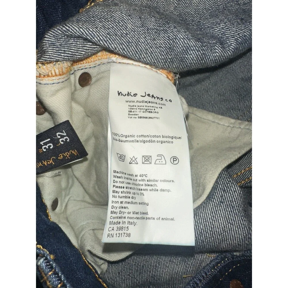 NWT Nudie Jeans Steady Eddie Smokey Indigo Blue 31x32 Faded Whiskering
